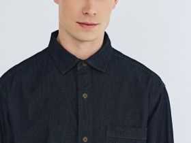 Джинсовая рубашка на пуговицах, Синий