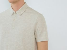 Поло из текстурированной ткани, Бежевый
