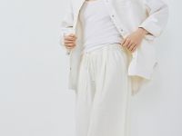 Широкие брюки изо льна, Белый