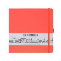 Блокнот для зарисовок Sketchmarker 20*20 cм 80 л 140 г, твердая обложка Неоновый коралл