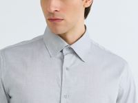 Рубашка из ткани шамбре, Серый