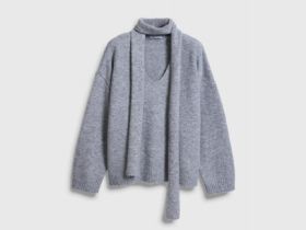 Джемпер с шарфом, Серый