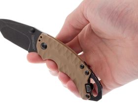 Нож складной Shuffle II - KERSHAW 8750TTANBW, сталь 8Cr13MoV c покрытием BlackWash™, рукоять термопластик GFN коричневого цвета