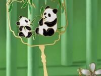 Закладка для книг с подвеской "Две панды" (металл)