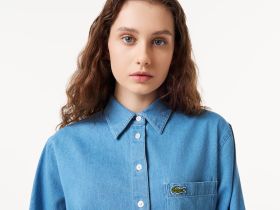 Женская джинсовая рубашка Lacoste оверсайз