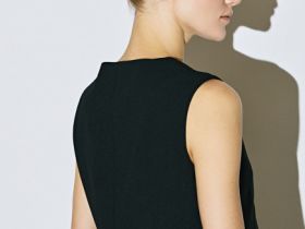 Жилет с ассиметричной застёжкой на пуговицы, Черный