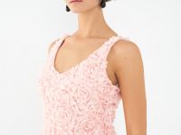 Облегающее платье с объёмными цветами, Розовый