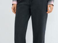 Широкие джинсы из плотного денима, Серый