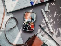 Палетка для красок "Домики" 6х5 см, цвет черный, пластик белый