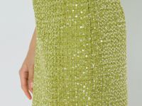 Мини-юбка из твида с пайетками, Зеленый