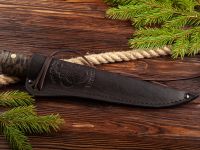 Нож Северный средний, сталь Х12 МФ, рукоять коричневая карельская береза, с откованным долом