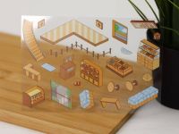 Наклейки+пинцет для творчества румбокс "Кафе", коричневые , 16х20 см