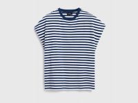 Футболка в полоску со спущенным плечом, Синий