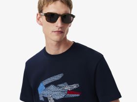 Мужская футболка Lacoste из плотного хлопка с рисунком крокодила