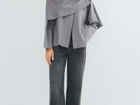 Кардиган с шарфом, Серый