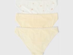 Классические трусы-брифы с принтом, 3 шт., Желтый