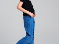 Брюки текстильные джинсовые для девочек