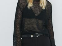 Полупрозрачный джемпер с шерстью альпака, Черный