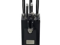 Набор кухонных ножей Okroshka Tartar в подставке, 5 ножей + ножницы, сталь 5cr15mov, рукоять сталь/пластик