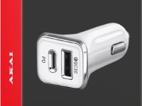 Автомобильное зарядное устройство Akai (CH-6D06) USB/Type-C 38W (белый)