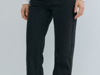 Прямые джинсы с высокой посадкой, Черный