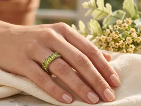 Кольцо из серебра с хризолитами э0611кц10250360