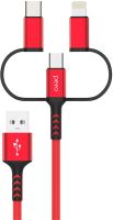 Кабель Pero DC-06 Universal USB / USB-C / Apple Lightning / microUSB 1 м Красный