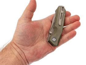 Складной нож Remette Rhino, сталь Sandvik 14C28N, рукоять микарта, зеленый
