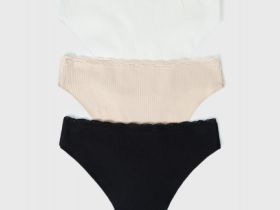 Трусы-слипы с кружевом для девочек, 3 шт., Черный