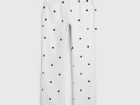 Прямые джинсы в горошек, Бежевый