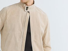 Бомбер из натуральной замши, Бежевый