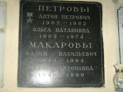 Урна - Петров Антон Петрович (1902-1982), Герой Советского Союза