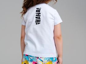 Комплект детский трикотажный для девочек: фуфайка (футболка), шорты