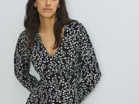 Платье макси с принтом, Черный