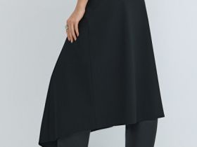 Асимметричная юбка миди, Черный