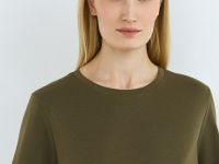 Платье-футболка с разрезом, Зеленый