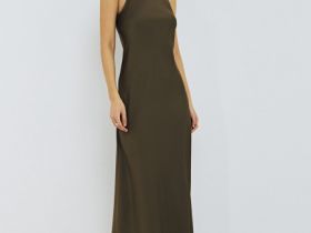 Платье макси из сатина, Зеленый