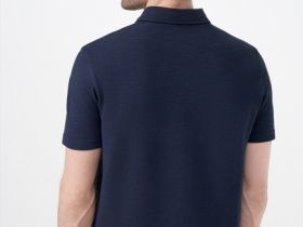 Поло из текстурированной ткани, Синий