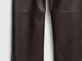 Прямые брюки из искусственной кожи, Коричневый