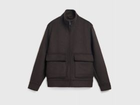 Куртка из пальтовой ткани с накладными карманами, Коричневый