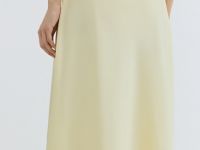 Сатиновая юбка миди А-силуэта, Желтый