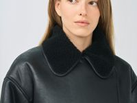 Дублёнка с искусственным мехом, Черный