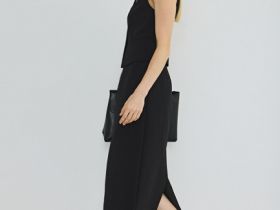 Прямая юбка миди, Черный