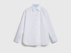 Рубашка из хлопка с контрастными манжетами, Белый