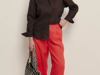 Брюки прямого кроя с добавлением льна