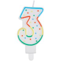 Свеча для торта с держателем MESHU "Цифра 3", 8,5 см, блистер