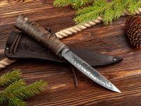 Нож Северный средний, сталь Х12 МФ, рукоять коричневая карельская береза, с откованным долом