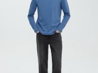 Поло с длинным рукавом из хлопка