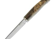 Охотничий нож Сокол, сталь М398, рукоять стабилизированный кап клена, мельхиор