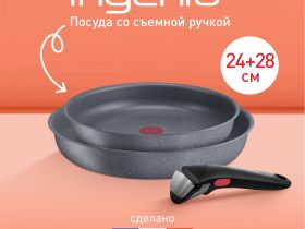 Набор посуды со съемной ручкой Tefal Ingenio Natural Force 3 предмета 24/28 см L3969102